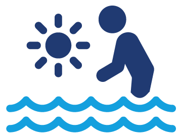 Icon of a person enjoying the water under the sun, representing luxury private charters and exclusive boating experiences with Piano Piano Charters.