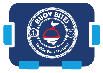 Buoy Bites snack box icon with logo, symbolizing convenient, adventure-ready snack solutions for boating, travel, and outdoor fun.