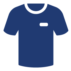 Icon of a blue T-shirt, representing high-quality custom apparel and coastal-themed gifts by OceanWaves Designs.